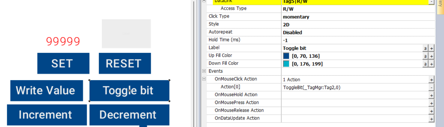 Toggle bit action in abb hmi widget component